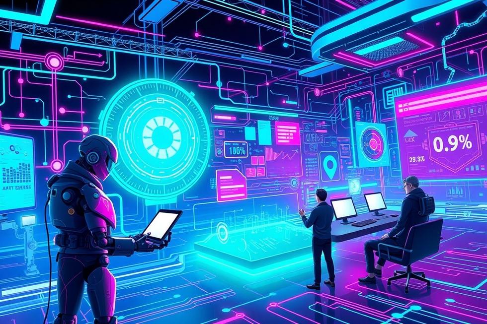 Representação gráfica da IA influenciando estratégias de vendas.