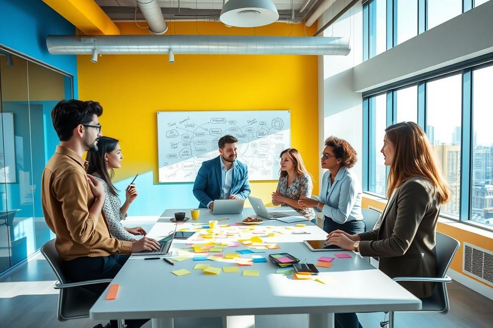Profissionais de negócios trabalhando em ideias inovadoras sobre gestão de relacionamento com clientes.