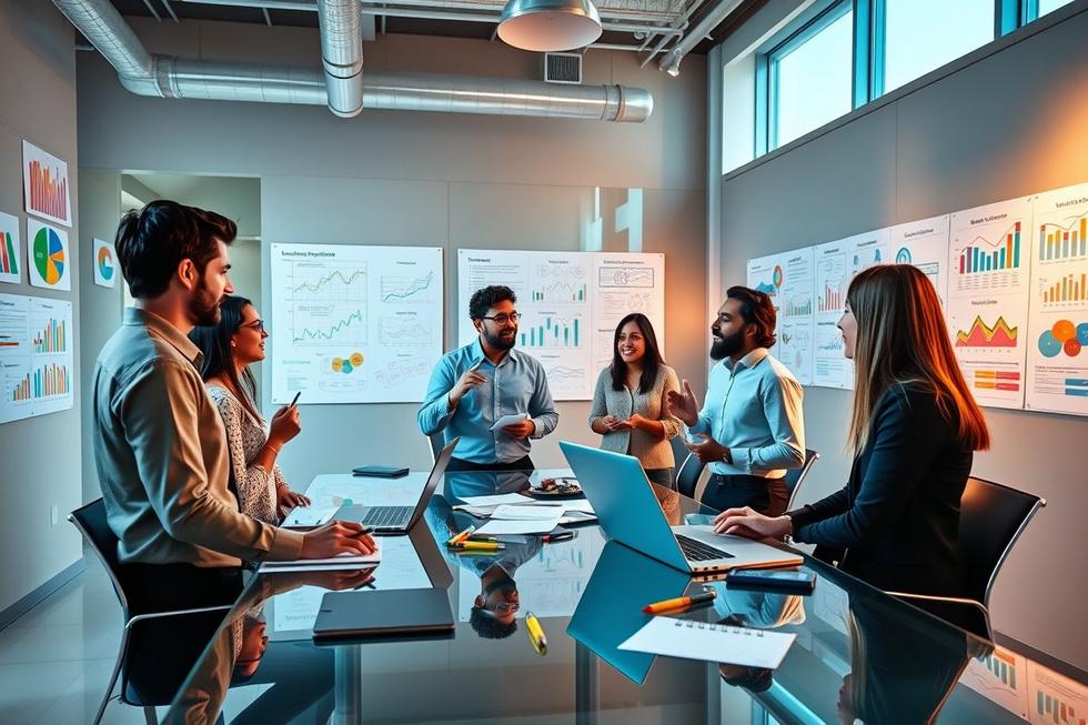 Time de marketing discutindo estratégias para captação de leads qualificados