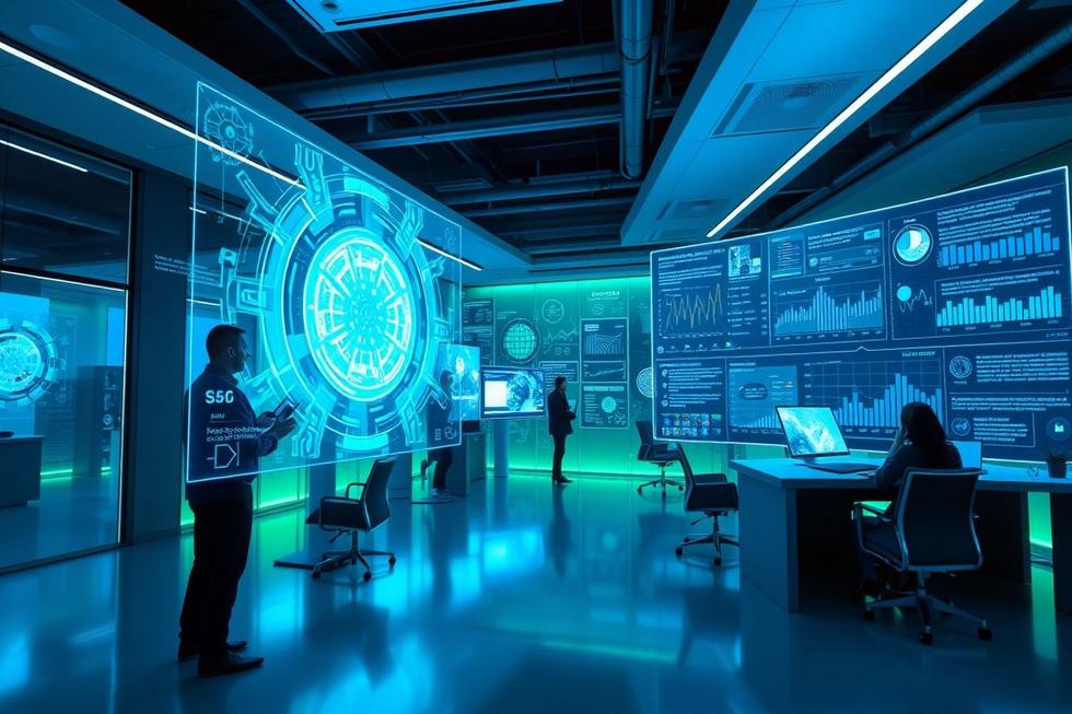 Representação da interseção entre IA e marketing.