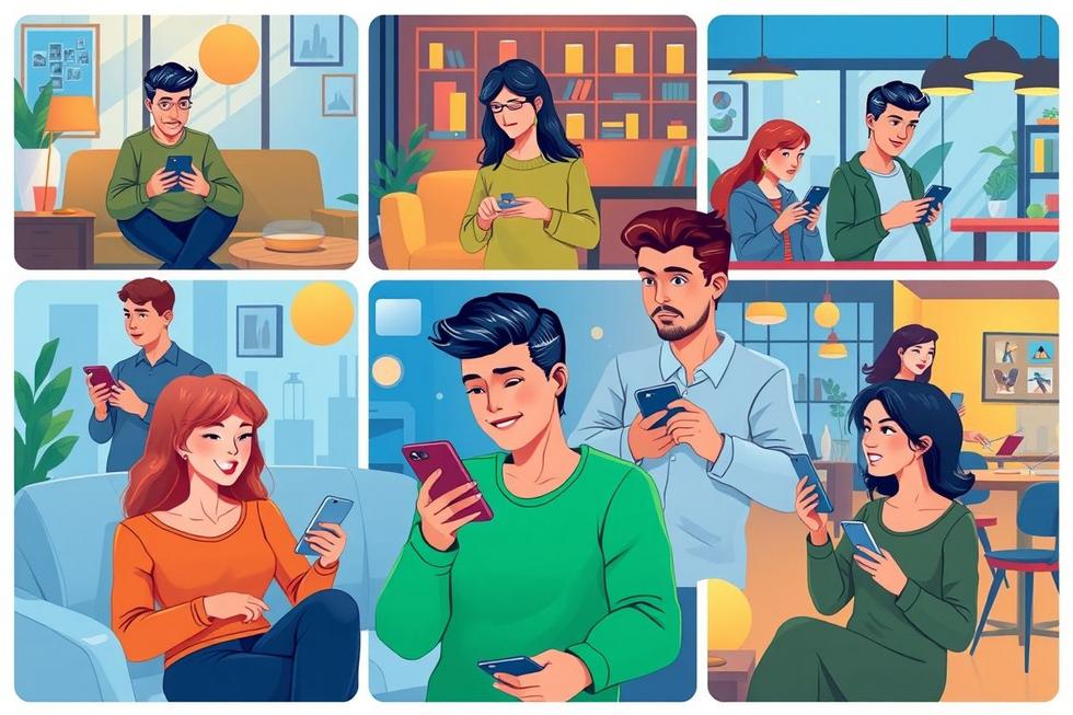 Pessoas utilizando tecnologia de busca por voz.