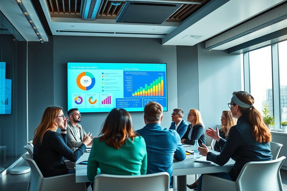 Reunião de empresários discutindo estratégias para otimizar o relacionamento com clientes.