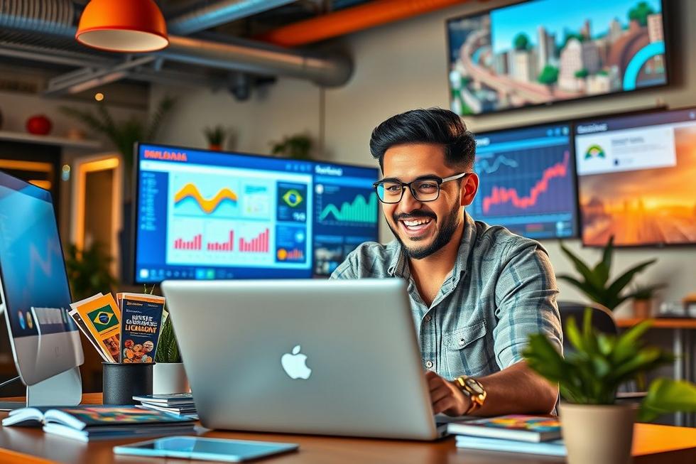 Empreendedor trabalhando em seu negócio com foco em automação e marketing digital em Uberlândia.