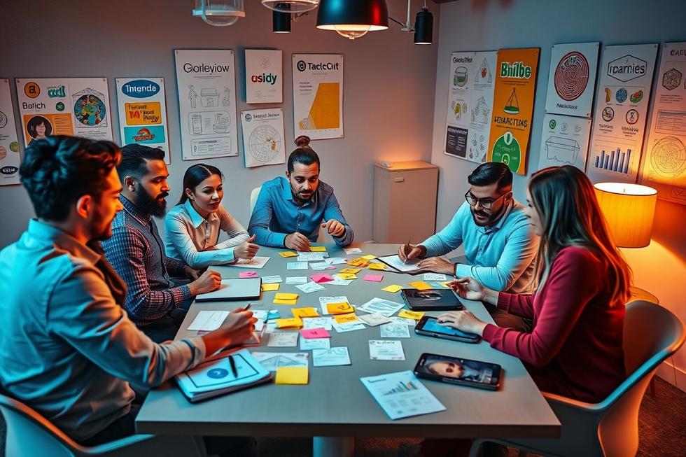 Sessão de brainstorming sobre estratégias de copywriting em marketing digital.