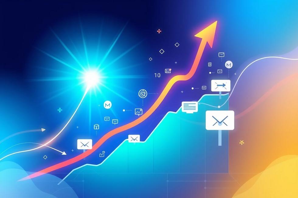 Gráfico de crescimento empresarial simbolizando sucesso e automação.