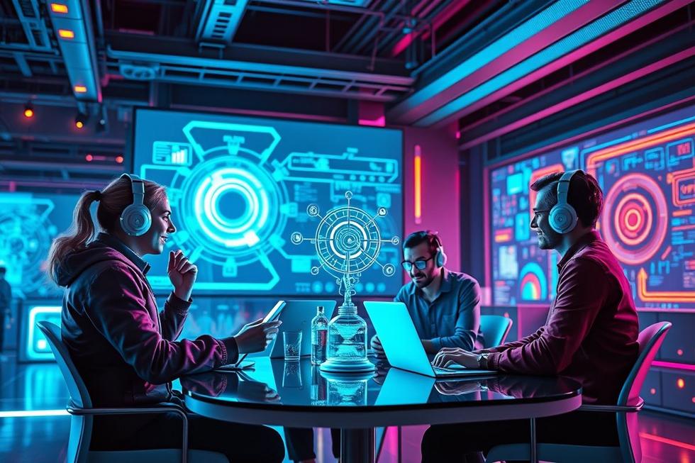 Equipe de marketing discutindo sobre tecnologias de IA.