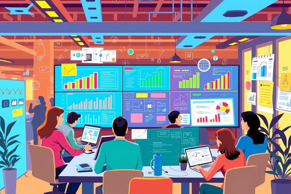 Ambiente de escritório mostrando estratégias de tráfego pago