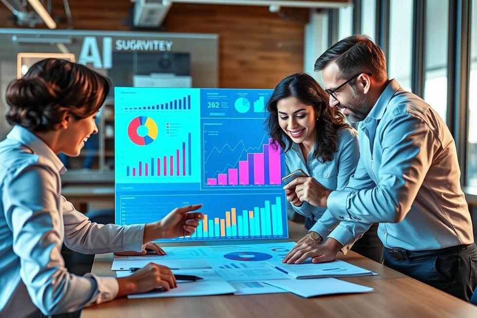 Uma equipe de negócios colaborando em uma estratégia de marketing digital.