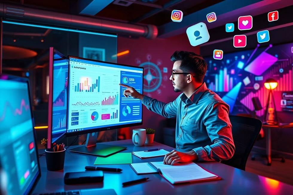 Profissional de marketing digital analisando dados e estratégias para campanhas no Meta Ads.