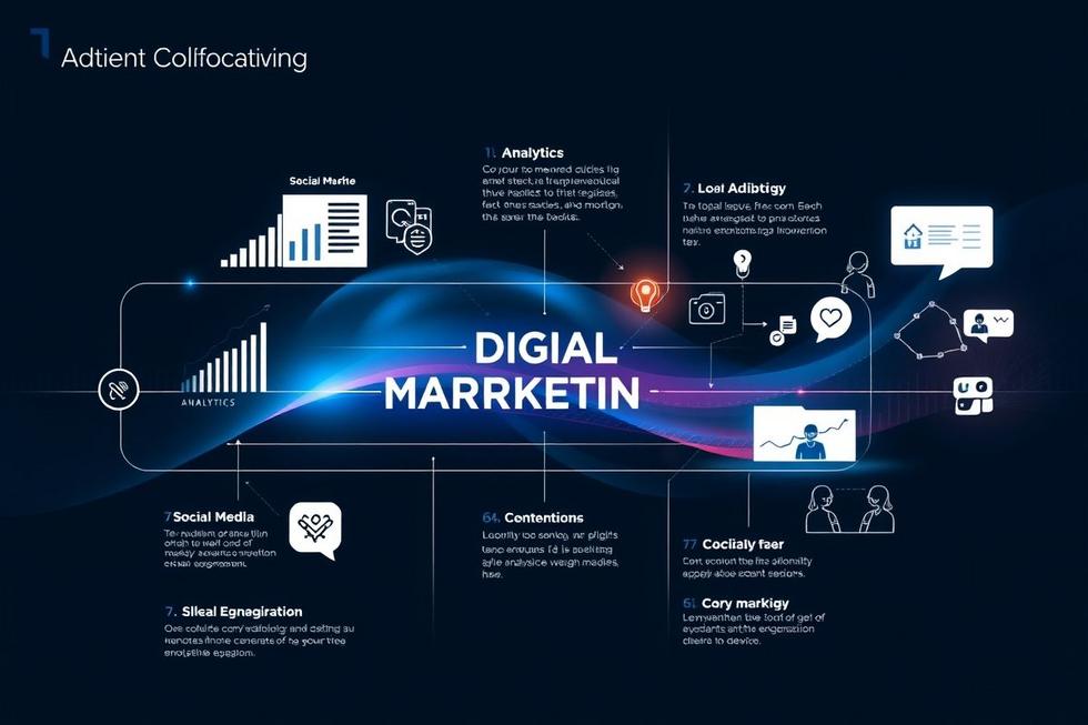 Visão ilustrativa do processo de marketing digital.