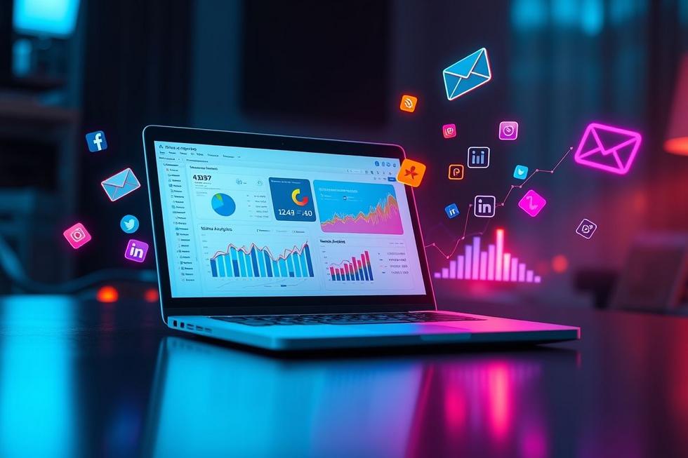 Conceito de marketing digital com enfoque em e-mail marketing