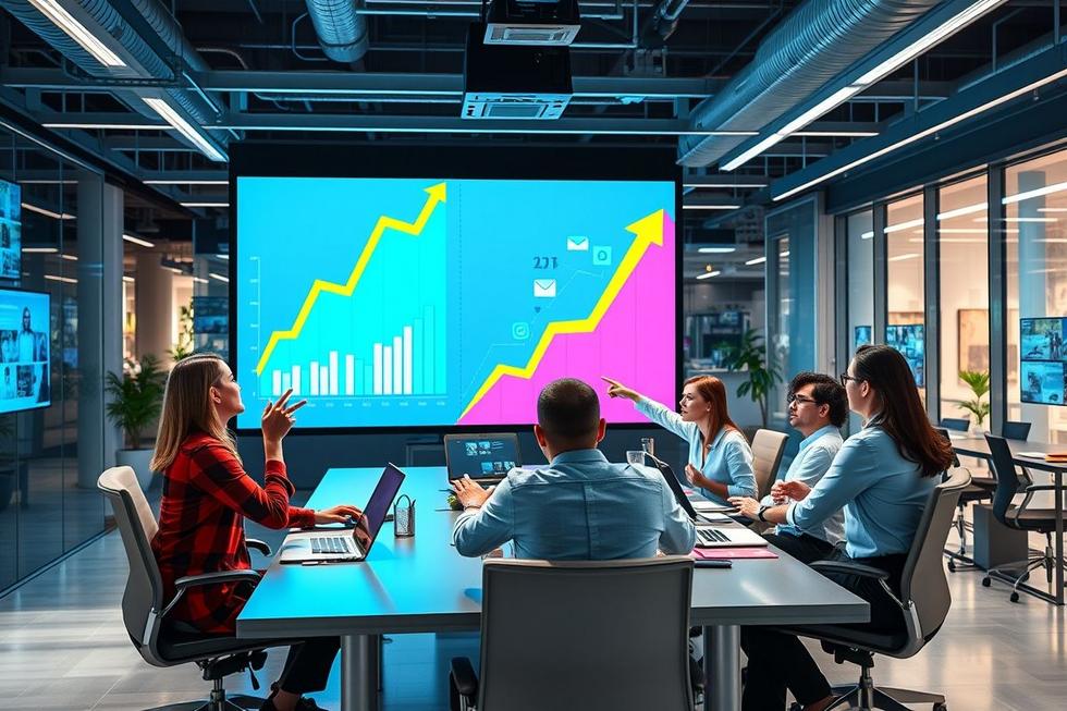 Visualização do conceito de marketing focado em crescimento.