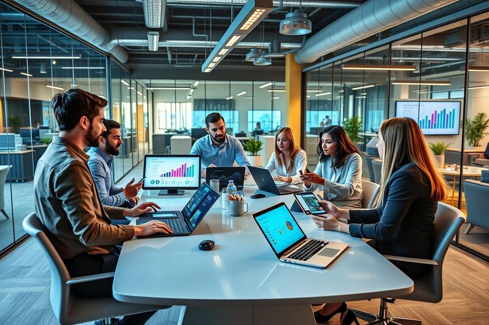 Grupo de profissionais de marketing em uma reunião