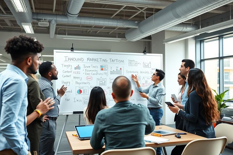 Sessão de estratégia de marketing com uma equipe diversificada