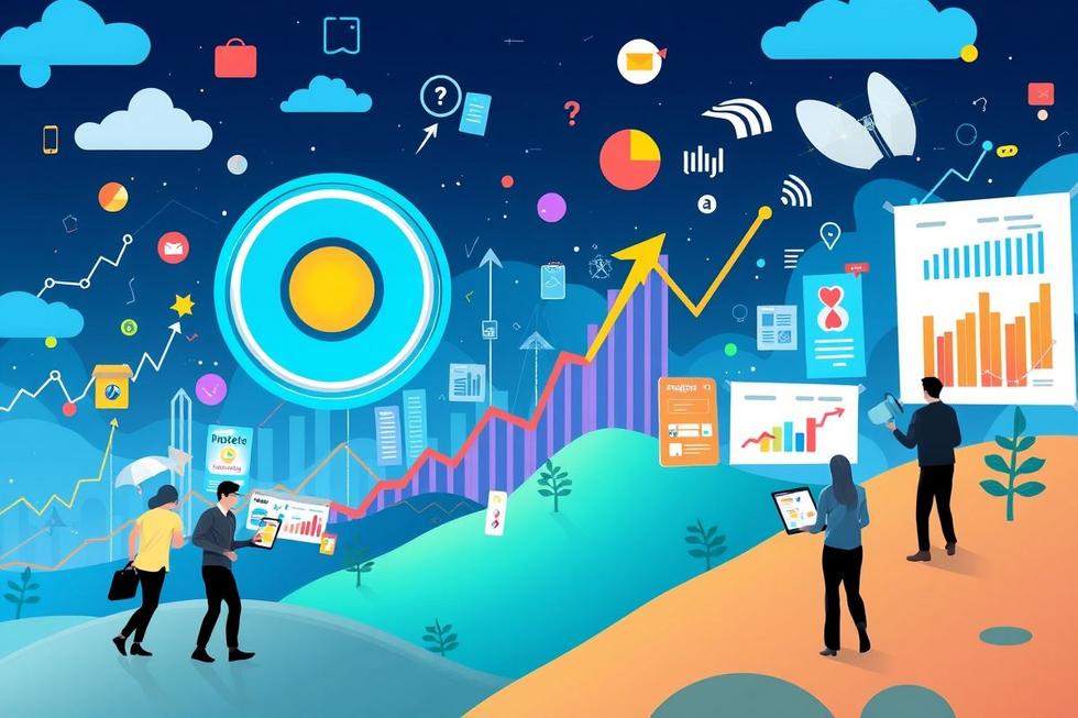 Paisagem moderna do marketing digital.