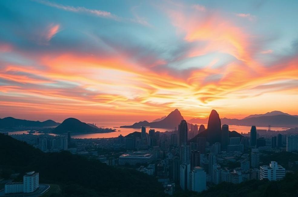 Pôr do sol sobre o Rio de Janeiro simbolizando o crescimento no tráfego pago.