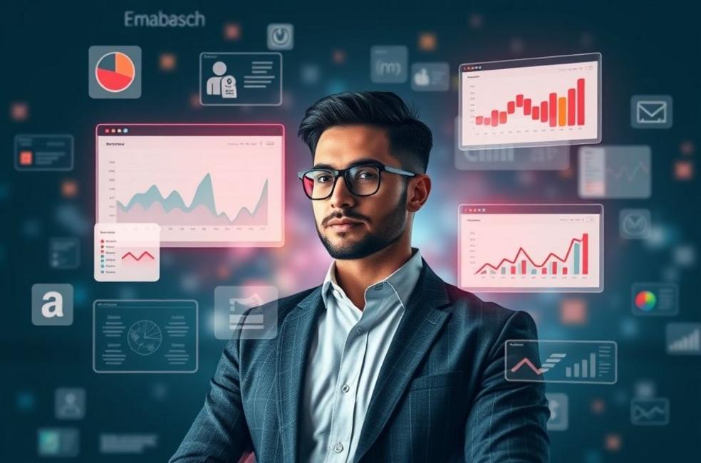 Profissional de marketing digital apresentando estratégias de remarketing.