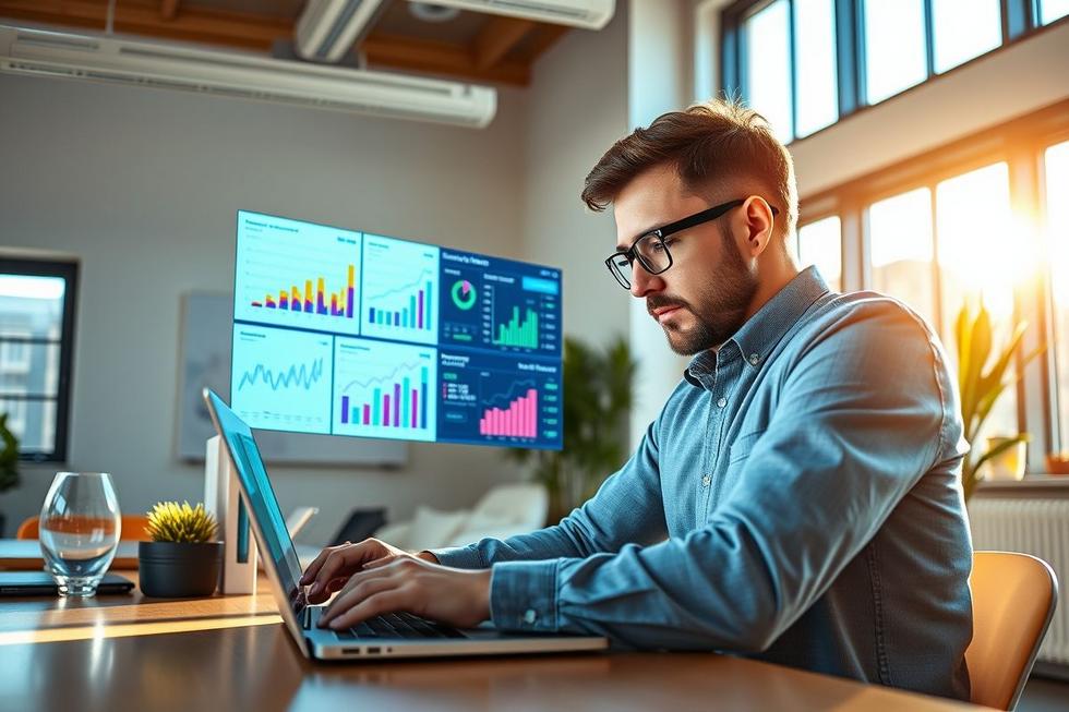 Empreendedor aplicando estratégias de marketing digital em seu negócio.