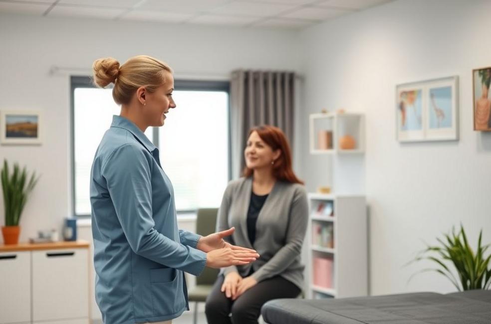 Consultório de fisioterapia com atendimento ao paciente