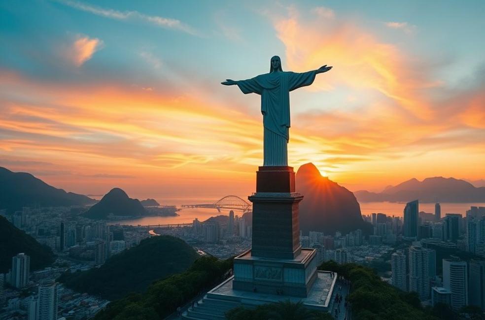 Cidade do Rio de Janeiro ao pôr do sol, simbolizando oportunidades de negócios.