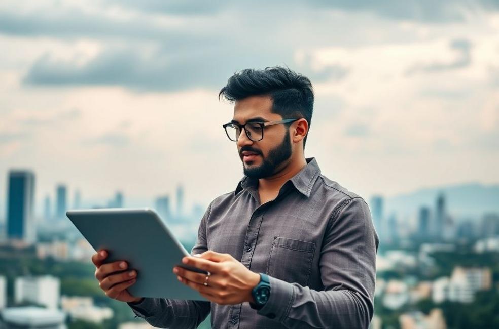 Imagem de um empresário em Brasília celebrando o sucesso.